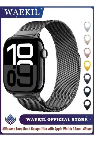 WAEKIL Original Milanese Loop Band Compatible with Apple Watch 38mm–49mm – Ad...