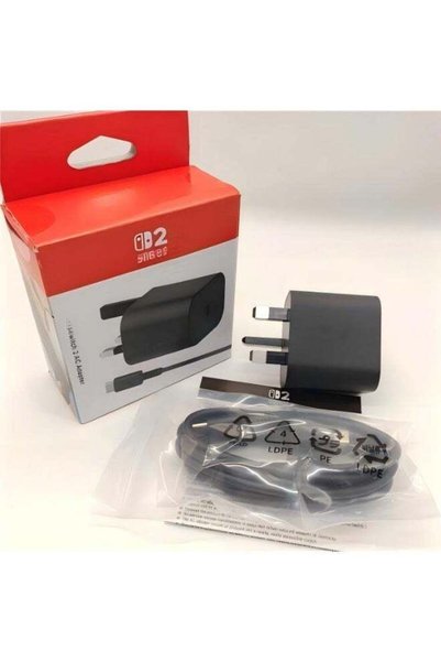 GENERAL Switch 2 AC Adapter UK Edition Original 60W With Double Type C Cable ...