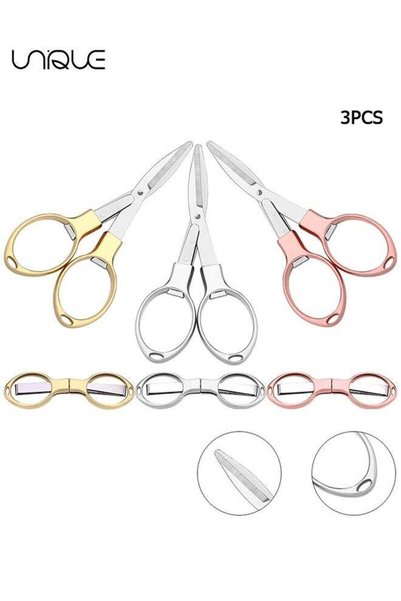 Unique 3PCS Folding Scissors, Portable Stainless Steel Travel Scissors, Glass...