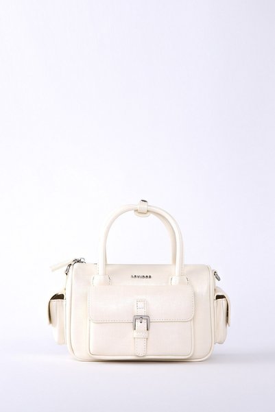 Levidor Shoulder and handbag with buckle and front pocket, beige.