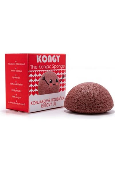 Kong KONGY Konjac Sponge with Red Clay – Gentle Cleansing for Dry and Sensiti...