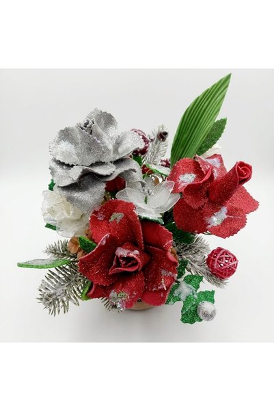 Generic Brand Aranjament Floral de Crăciun în Ghiveci, Decorațiune Festivă cu...