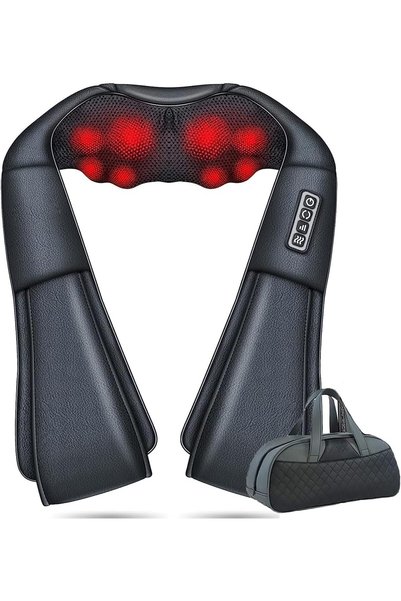 Tazweeq Neck Massager with Heat，Shiatsu Deep Tissue Kneading Pillow for Shoul...
