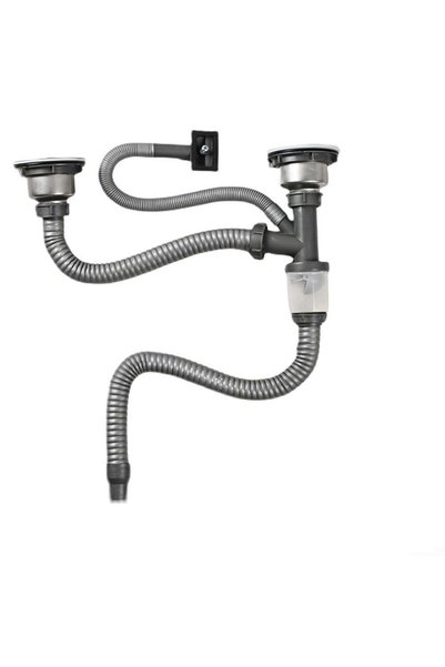 Bukela Kitchen Sink Drain Kit Double Kitchen Sink Drain Stainless Steel S-Ben...