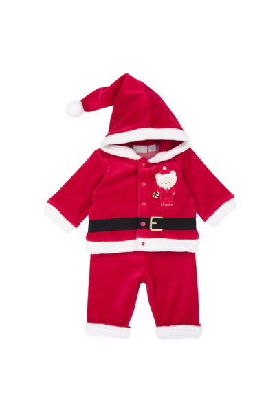 Chicco Costum Craciun copii Chicco, cardigan si pantaloni velur, Rosu, 00783-...