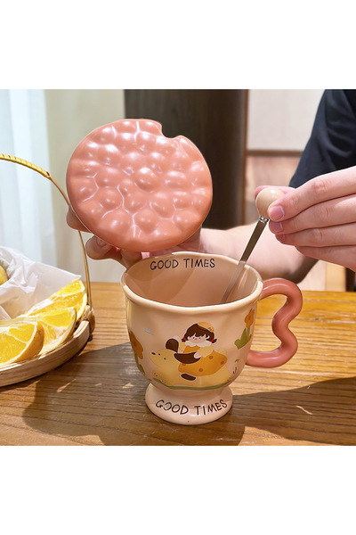 Generic Brand كوب سيراميك بتصميم فاخر للماء والإفطار، مناسب للمنزل والمكتب، ه...