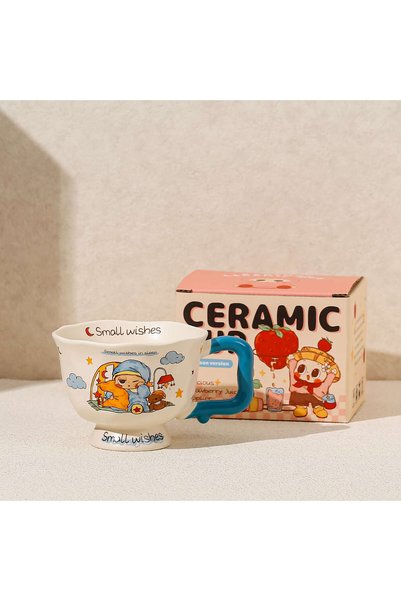 Generic Brand كوب سيراميك للأطفال للماء والقهوة والإفطار، مناسب للمنزل والمكتب