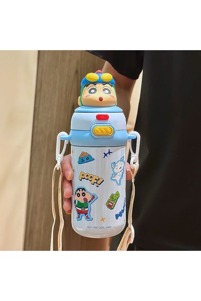 Generic Brand Kids Double-Drink Insulated Straw Bottle with Strap for School ...