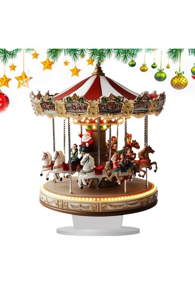 Generic Brand Decorațiune carusel de Crăciun de 25 cm, carusel 2D de masă, de...