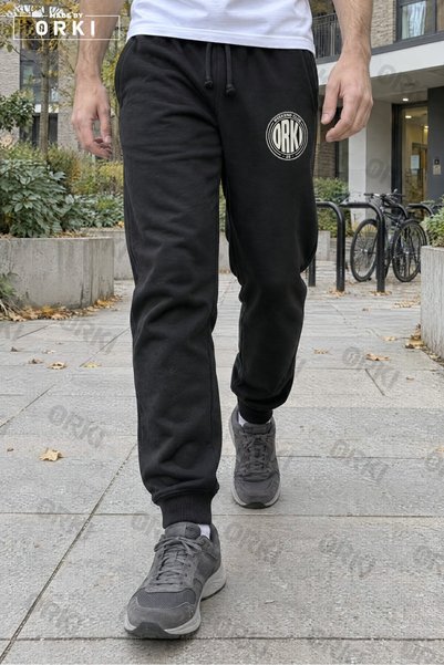 EFFRENATU Weekend Club Circular Print Black Unisex Jogger Sweatpants