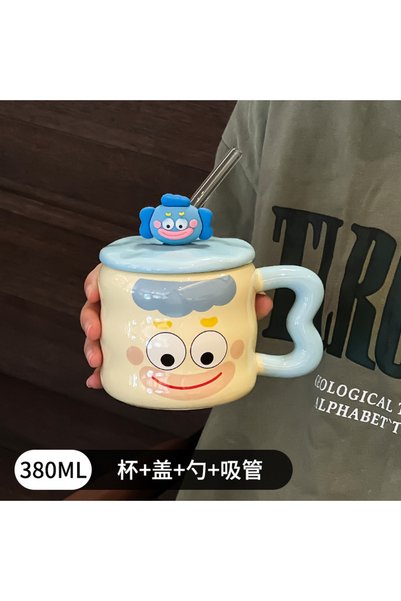 Generic Brand Cute Clown Ceramic Mug with Lid and Spoon Novelty Couple Coffee...