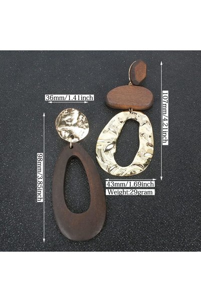 ASKIND Unique Handmade Bohemian Huge Vintage Nature Wooden Dangle Drop Earrin...