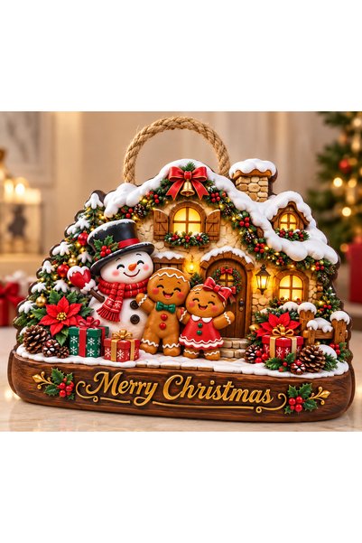 OKAVANGO Yılbaşı Ahşap Kapı Süsü Noel Kapı Süsü, Yılbaşı Süsü Yılbaşı Temalı Hediyeler (30-20 cm)