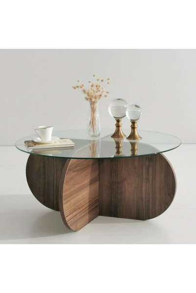 OEM Bubble coffee table 75x75x35 cm, 100% tempered glass top, 18mm laminated ...