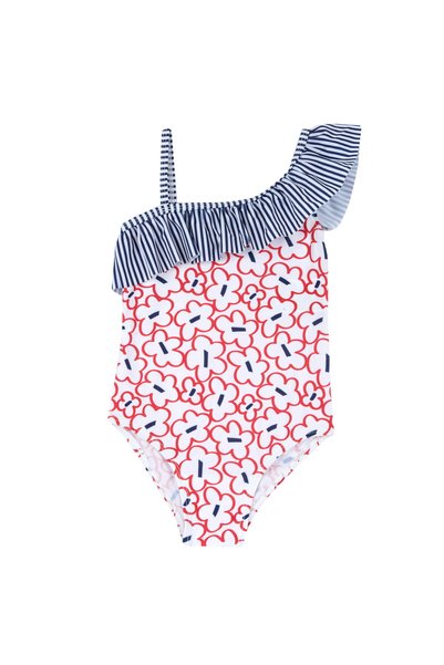 Chicco Costum de baie copii intreg, alb cu rosu, 07253-66MC