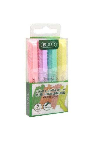 Roco Pack of 4 -Slim Highlighters (Assorted Colors)