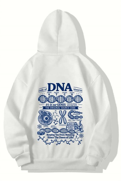 BRZ COLLECTION Unisex Oversized Dna Genetic Hoodie (White)