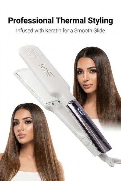 LAC Professional Keratin Hair Flat Iron, Wide Ceramic Plates Straightener, An...