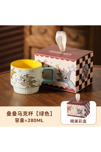 Generic Brand Stackable Ceramic Mug Cute Couple Home Water Cup Birthday Gift