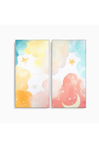 Luxcanva Set 2 Tablouri Canvas Norii Care Canta Stele 120x120 cm (2 x 60x120)...