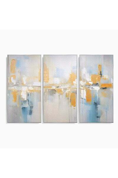 Luxcanva Set 3 Tablouri Canvas Relaxare 210x140 cm (3 x 70x140) cu Rama Argin...