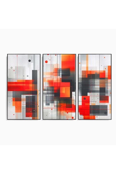 Luxcanva Set 3 Tablouri Canvas Metropola In Rosu 210x140 cm (3 x 70x140) cu R...