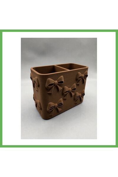 TheGencoo 3D Printed Pen Holder with Bow Pattern and Compartments - Desktop O...