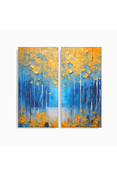 Luxcanva Set 2 Tablouri Canvas Abstract Autum Leafs 100x100 cm (2 x 50x100) c...