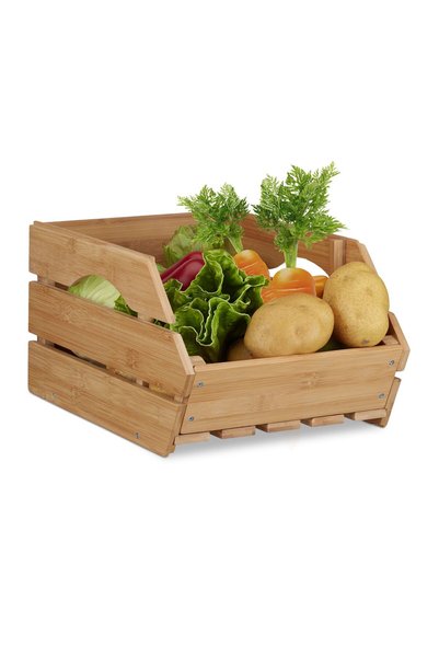 Relaxdays storage box, bamboo, 20x27.5x38cm, brown, 15kg