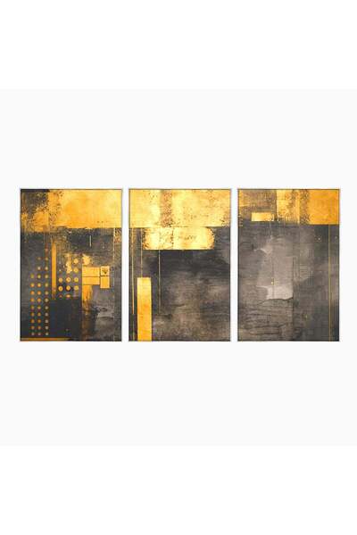 Luxcanva Set 3 Tablouri Canvas Aur in noapte 210x100 cm (3 x 70x100) cu Rama ...