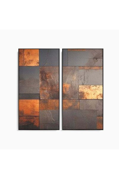 Luxcanva Set 2 Tablouri Canvas Memoria ruginii 100x100 cm (2 x 50x100) cu Ram...