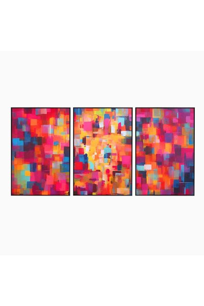 Luxcanva Set 3 Tablouri Canvas Univers Colorat 150x70 cm (3 x 50x70) cu Rama ...