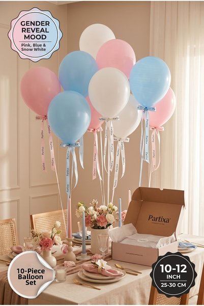 Partixa Gender Reveal Party 10-Pack Latex Balloon Set - Matte Natural Latex G...