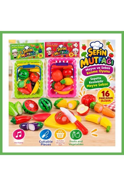 TheGencoo 01-2033 BASKET CUTTING SET TOY CUTTABLE FRUITS AND VEGETABLES (pric...