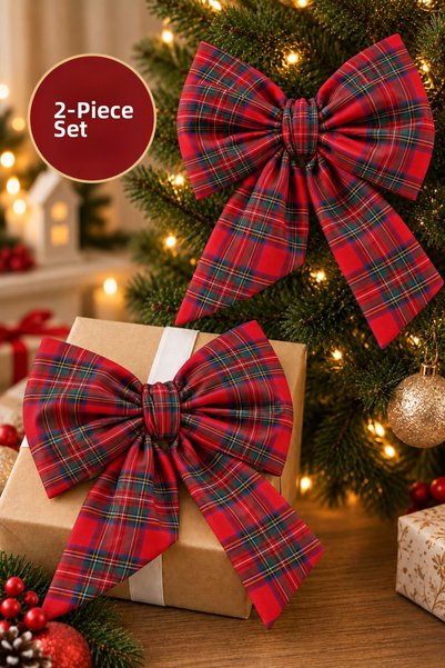 Beige & Stone Mini Size White Fabric Bow Christmas Pine Tree Ornament Decorat...