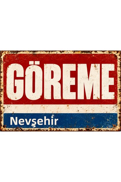 Lucena Tablou de perete vintage retro din metal „Göreme Nevşehir” – Placă dec...