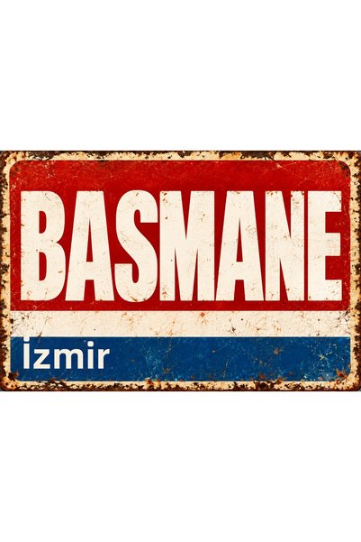 Lucena Tablou de perete din metal în stil retro Basmane, Izmir – Placă decora...