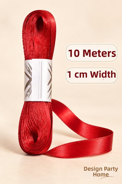 Dizayn Parti Evi 10 Meters 1 cm Ribbon for Gift Wrapping and Decorating—Pink,...