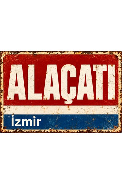 Lucena Tablou de perete metalic retro-vintage Alaçatı, Izmir – Placă decorati...