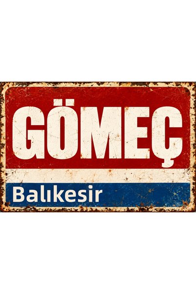 Lucena Gömeç, Balıkesir – Tablou de perete vintage retro din metal, placă dec...