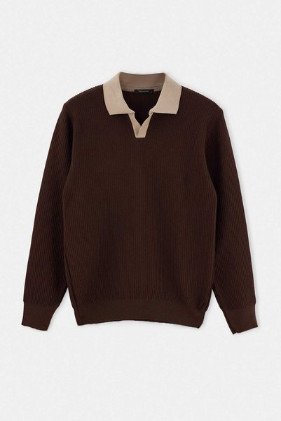 Trendyol Collection Beige Oversize/Wide Cut Textured Contrast Collar Detailed...