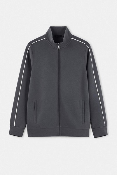 Trendyol Collection Smoked Regular Cut Zippered Cardigan/Sweatshirt with Pipi...