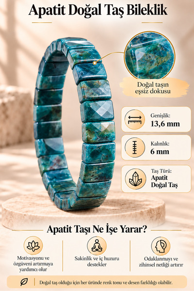 OSMANLI GÜMÜŞ Women's and Men's Bracelet - Apatite Natural Stone Women's and ...