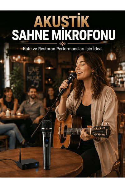 Eco Lounge Çift Kablosuz El Mikrofonu Net Ses Kalitesi ve Dijital Gösterge