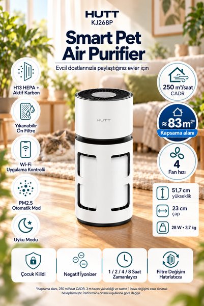 HUTT Smart Pet Air Purifier Pro Akıllı Hava Temizleyici ( Türkiye Garantili )