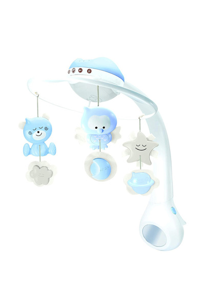 Infantino Mobile muzicală 3-în-1 pentru pătuț cu lumină de veghe, Albastru, 0...