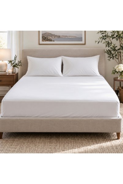 Kotonia Home Husa cu elastic pentru pat Ranforce, 100% bumbac, Alb, 140x200+2...