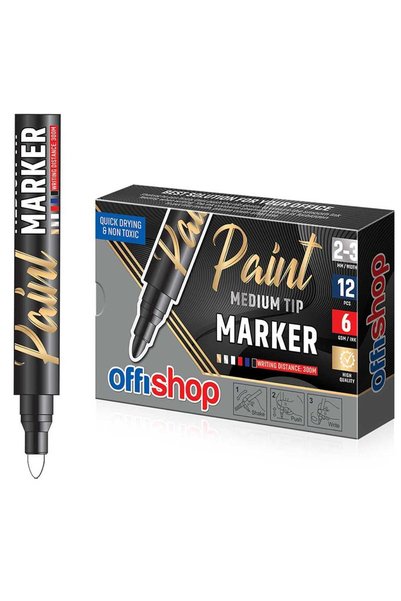 S COOL Set de 12 markere permanente cu vopsea albă, vârf de 2/3mm, 12 buc/cut...