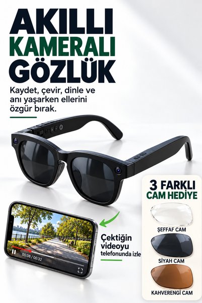 Zineets Ultra HD Eller Serbest Wifi Güneş Gözlük Aksiyon Kamerası Gizli Aİ De...