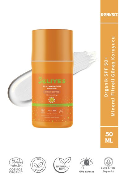 A Aliye's Organik SPF 50+ Mineral Filtreli Renksiz Güneş Koruyucu Krem - Ecoc...